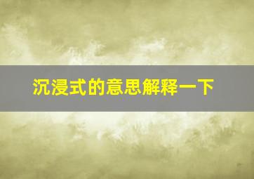 沉浸式的意思解释一下