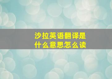 沙拉英语翻译是什么意思怎么读