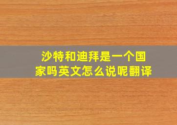 沙特和迪拜是一个国家吗英文怎么说呢翻译