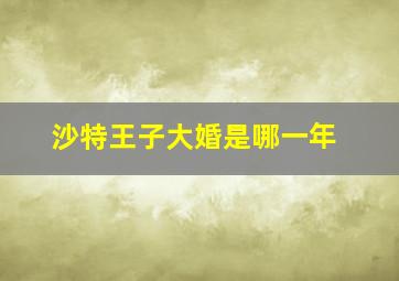 沙特王子大婚是哪一年