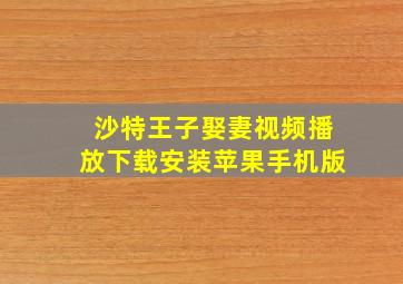 沙特王子娶妻视频播放下载安装苹果手机版