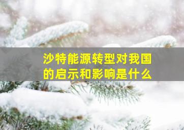 沙特能源转型对我国的启示和影响是什么