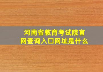 河南省教育考试院官网查询入口网址是什么