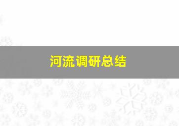 河流调研总结