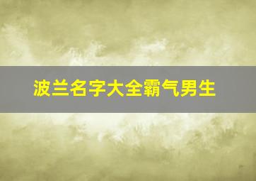 波兰名字大全霸气男生