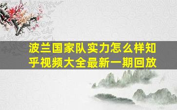 波兰国家队实力怎么样知乎视频大全最新一期回放