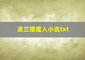 波兰猎魔人小说txt