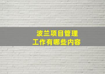 波兰项目管理工作有哪些内容