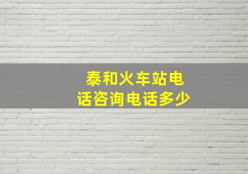 泰和火车站电话咨询电话多少