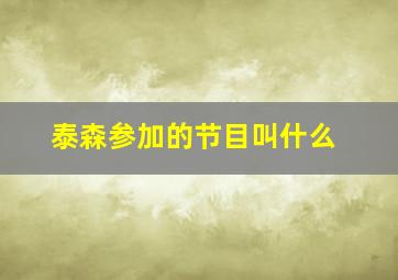 泰森参加的节目叫什么