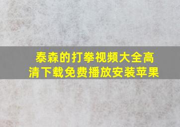 泰森的打拳视频大全高清下载免费播放安装苹果