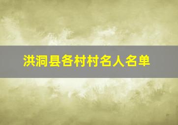 洪洞县各村村名人名单