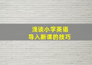 浅谈小学英语导入新课的技巧