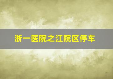 浙一医院之江院区停车