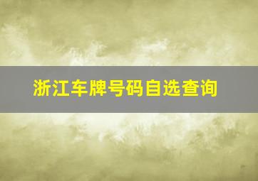 浙江车牌号码自选查询