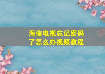 海信电视忘记密码了怎么办视频教程