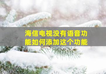 海信电视没有语音功能如何添加这个功能