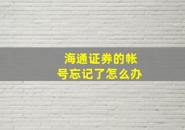 海通证券的帐号忘记了怎么办