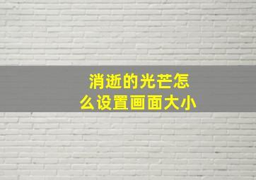 消逝的光芒怎么设置画面大小