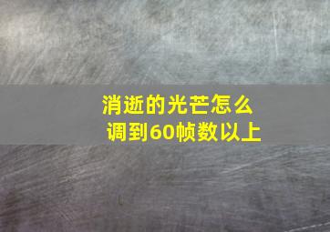 消逝的光芒怎么调到60帧数以上