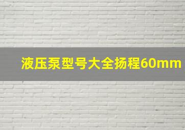 液压泵型号大全扬程60mm