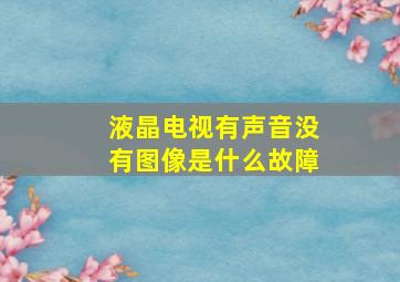 液晶电视有声音没有图像是什么故障