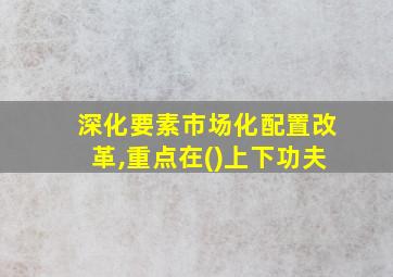 深化要素市场化配置改革,重点在()上下功夫