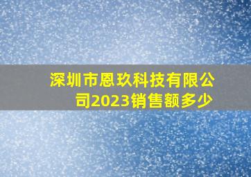 深圳市恩玖科技有限公司2023销售额多少