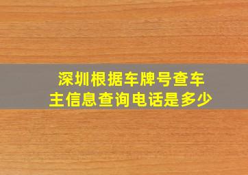 深圳根据车牌号查车主信息查询电话是多少