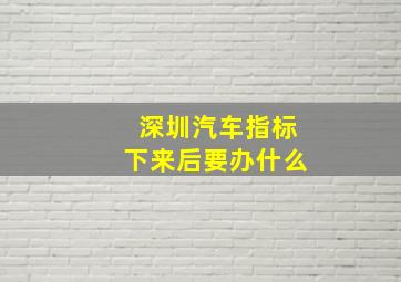 深圳汽车指标下来后要办什么