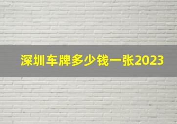 深圳车牌多少钱一张2023