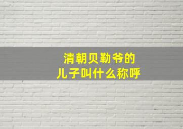 清朝贝勒爷的儿子叫什么称呼