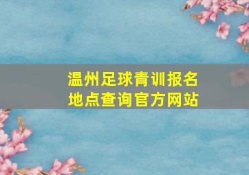 温州足球青训报名地点查询官方网站