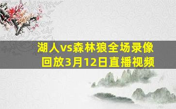 湖人vs森林狼全场录像回放3月12日直播视频