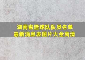 湖南省篮球队队员名单最新消息表图片大全高清