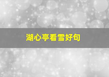 湖心亭看雪好句