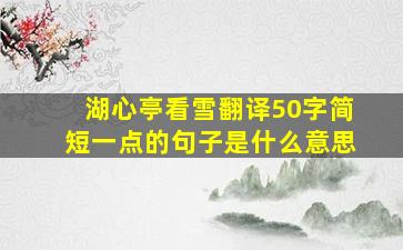 湖心亭看雪翻译50字简短一点的句子是什么意思