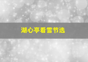 湖心亭看雪节选