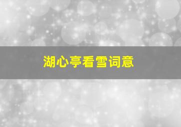 湖心亭看雪词意