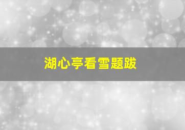 湖心亭看雪题跋