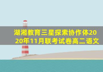 湖湘教育三星探索协作体2020年11月联考试卷高二语文