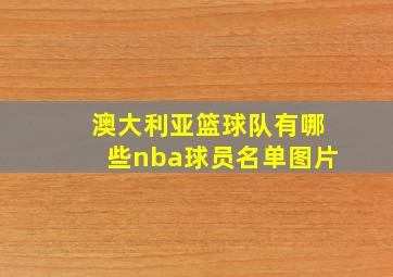 澳大利亚篮球队有哪些nba球员名单图片