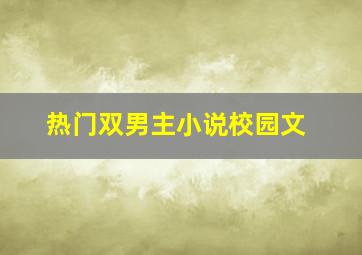 热门双男主小说校园文