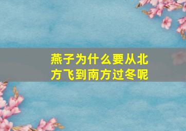 燕子为什么要从北方飞到南方过冬呢