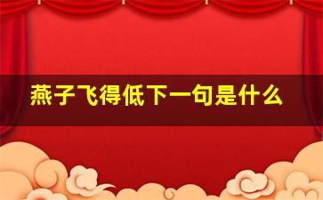 燕子飞得低下一句是什么