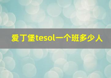 爱丁堡tesol一个班多少人