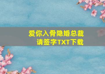 爱你入骨隐婚总裁请签字TXT下载