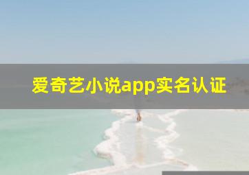 爱奇艺小说app实名认证