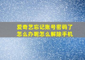 爱奇艺忘记账号密码了怎么办呢怎么解除手机