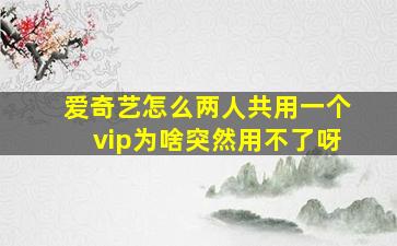 爱奇艺怎么两人共用一个vip为啥突然用不了呀